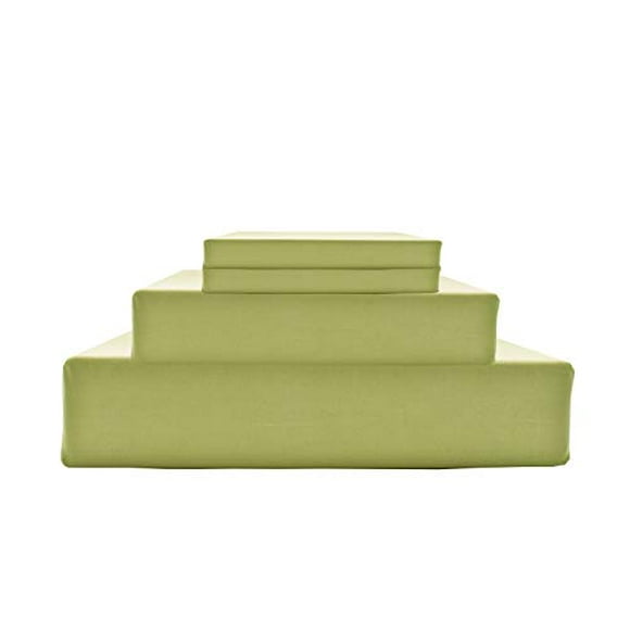 Draps en Percale 100 % Coton Taille Complète, Sauge, Poches Profondes, Ensemble de Draps 4 Pcs - 1 Drap Plat, 1 Drap-Housse à Poches Profondes et 2 Taies d'Oreiller, Linge de Lit Frais et Solide
