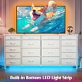 thumbnail image 4 of EnHomee 18 Drawers White Dresser with LED Lights & Power Outlets Long Dresser for 65" TV Stand for Living Room Large Fabric Dressers & Chests of Drawers for Bedroom, 4 of 9