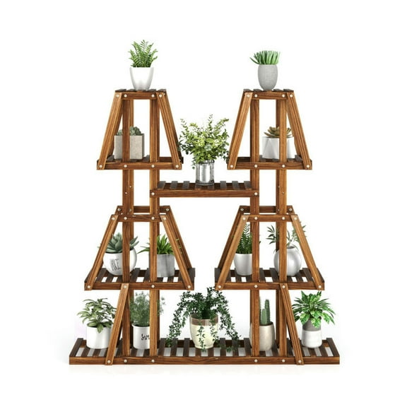 Aimee Lii 5-Tier 10 Potted Wood Plant Stand for Multiple Plants, Outdoor Plant Shelf for Multiple Plants, Indoor Wood Plant Rack for Living Room Patio Garden Backyard