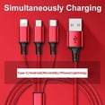 thumbnail image 4 of vAccessorize Multifunction 3 in 1 Fast Charging Cable for iPhone (Pack of 5, 3 Feet, Red), 4 of 5