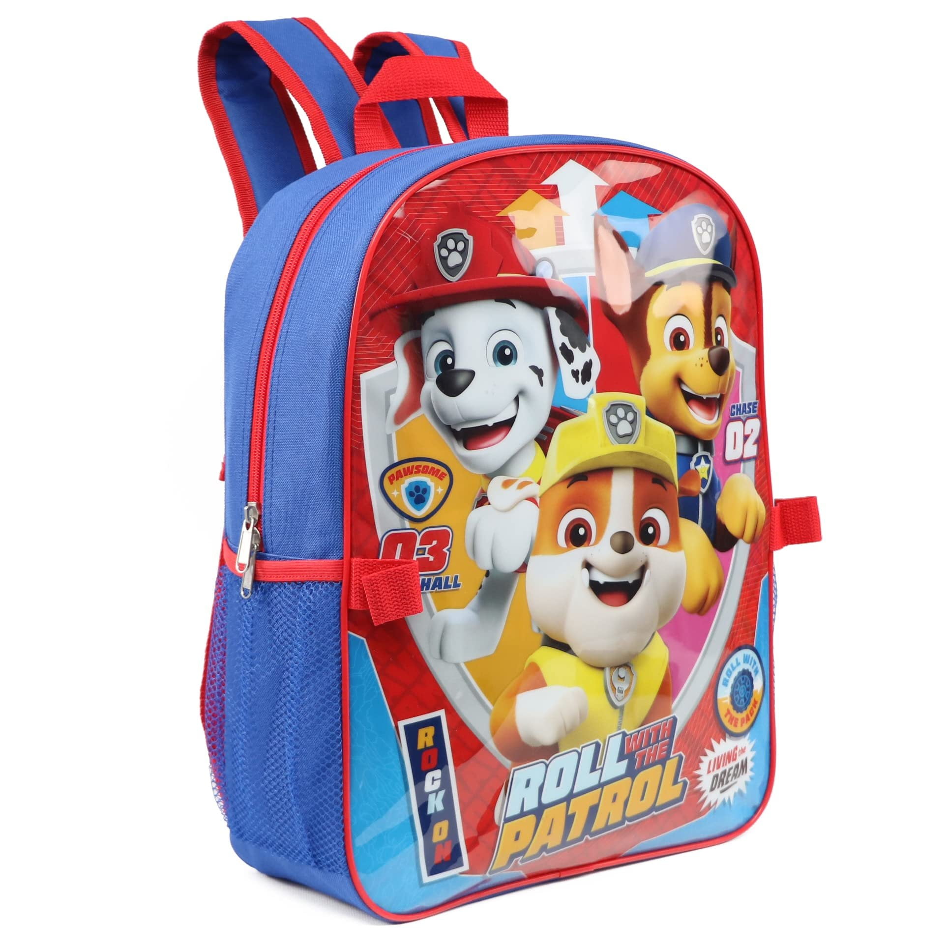 Ruz Paw Patrol Boys 16 Inch Backpack With Removable Matching Lunch Box Set Blue-Light Blue-Red