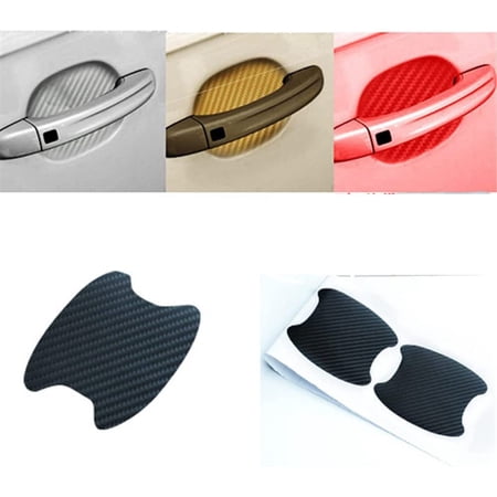 4pcs Carbon Fiber Style Car Door Handle Anti-Scratch Protective Film Stickers (68X85MM, Black)