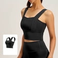 thumbnail image 2 of Purcolt Sports Bra Top for Women Short Sleeve Padded Yoga Workout Crop Top with Built in Bra Support, 2 of 6