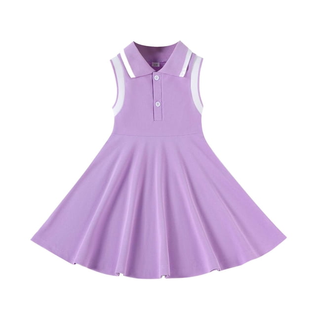 Tranfacy Robes d'Été pour Filles, Robe pour Tout-Petite Fille, Robe d'Été Sans Manches pour Petite Fille à Col en V avec Boutons, Taille Cintrée, Longue Plissée