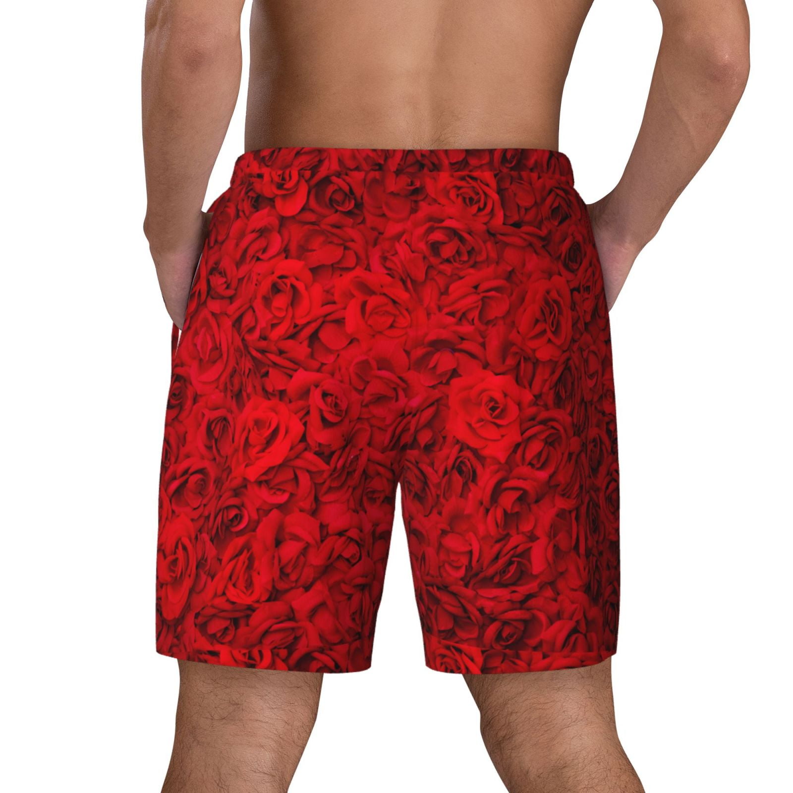 Xecao Red Rose for Men's Swimming Trunks Swim Trunks Quick Dry Swim Shorts with Mesh Lining Funny Swimwear Bathing Suits