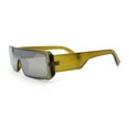 thumbnail image 6 of Bold Narrow Rectangle Shield Inset Lens 80s Robotic Plastic Sunglasses Green - Silver Mirror, 6 of 8