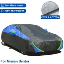 FANOTEK For Nissan Sentra Car Cover Waterproof Full Sedan Car Cover Thickened PEVA&Cotton Outdoor Snow UV Rain Dust All Weather Protection Black Blue