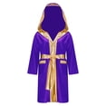 thumbnail image 1 of Raenseen Garçons Enfants Robe de Boxe à Manches Longues Uniforme Kick Boxe Art Martial Muay Thaï Entraînement à Capuche Violet 14, 1 of 5