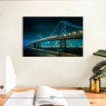 thumbnail image 3 of Elephant Stock Neon Golden Gate Sf Wall Art - Horizontal Canvas Wall Art - Living Room Wall Decor - Architecture Canvas - Teal And Black Decor - 12" x 8", 3 of 8
