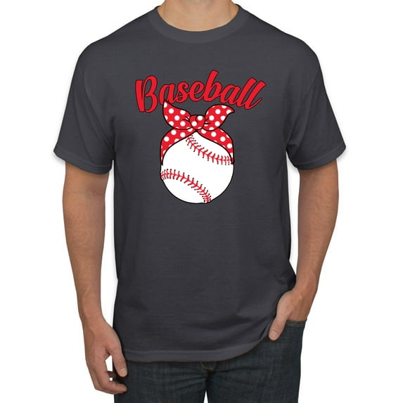 Wild Bobby, Cute Baseball Mom Ribbon Gift, Mother's Day, Men Graphic T-Shirt, Charcoal, Large