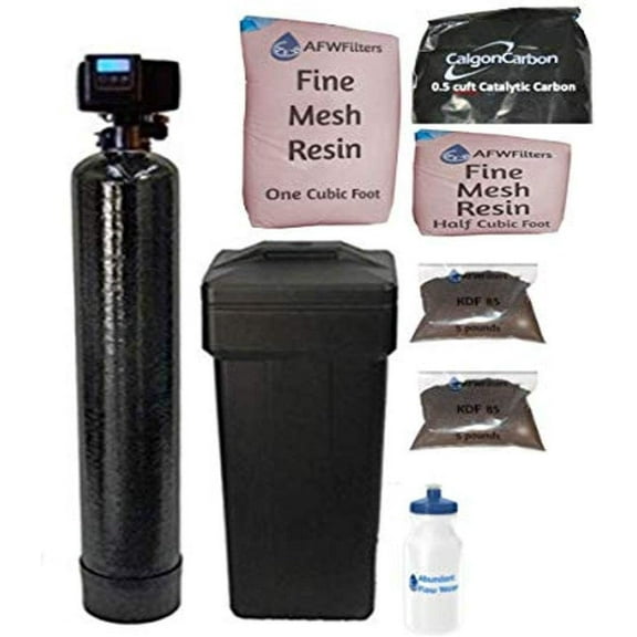 Water Pro Plus 20 with Fleck 5600SXT Fine Mesh Resin Water Softener and Multi Media Filter for Iron, Improved Sulfur, Tastes, and Odors with Catalytic Carbon and KDF 85 Black