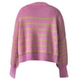 thumbnail image 5 of PiGOGI Women's Striped Knit Sweater Round Neck Long Sleeve Loose Pullover Casual Fall Winter Fashion Tops Soft Comfort Purple XL, 5 of 6