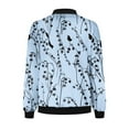 thumbnail image 4 of Feancey Women's Lightweight Jackets Dressy Casual Floral Bomber Jacket Full Zip Long Sleeve Collarless Baseball Jackets Fall Fashion Thin Outerwear Light Blue M, 4 of 5