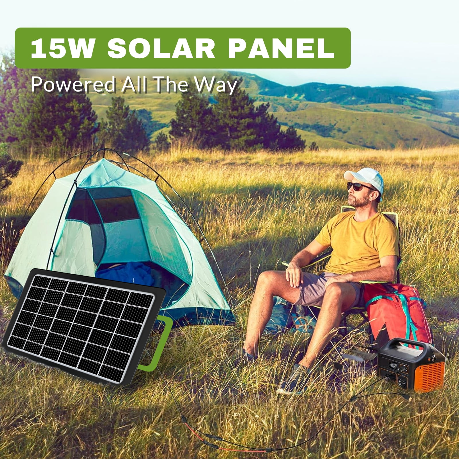 15 Watt Portable Solar Panel for Camping,DFITO Monocrystalline Panel Solar with Charging Cable