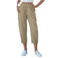 thumbnail image 2 of Admvng Linen Capri Pants for Women Elastic Waist Summer Casual Comfortable Cropped Pants, 2 of 9