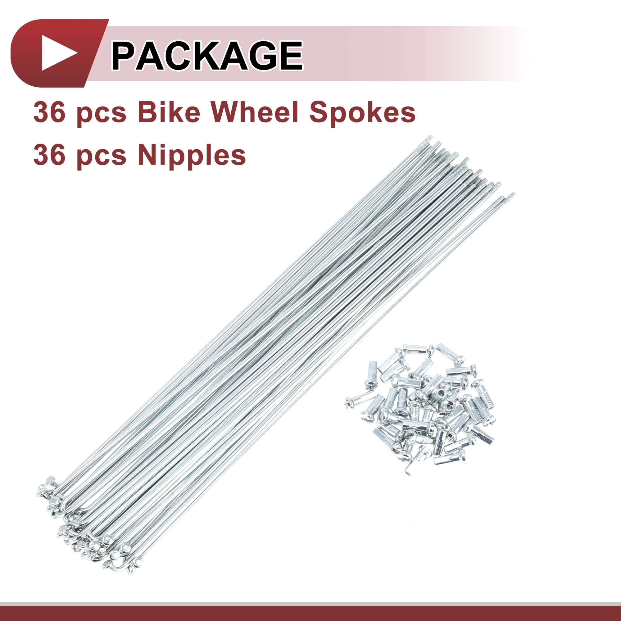 Unique Bargains 36Pcs 13G Bike Wheel Spoke Galvanized Carbon Steel Silver Tone 9.02"