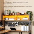 thumbnail image 3 of 75inch L Shaped Computer Desk with Drawers, Large Gaming Desk with LED Light & Power Outlets, Corner Computer Desk with Storage Shelves & Monitor Stand for Home Office,Rustic Brown and Black, 3 of 18
