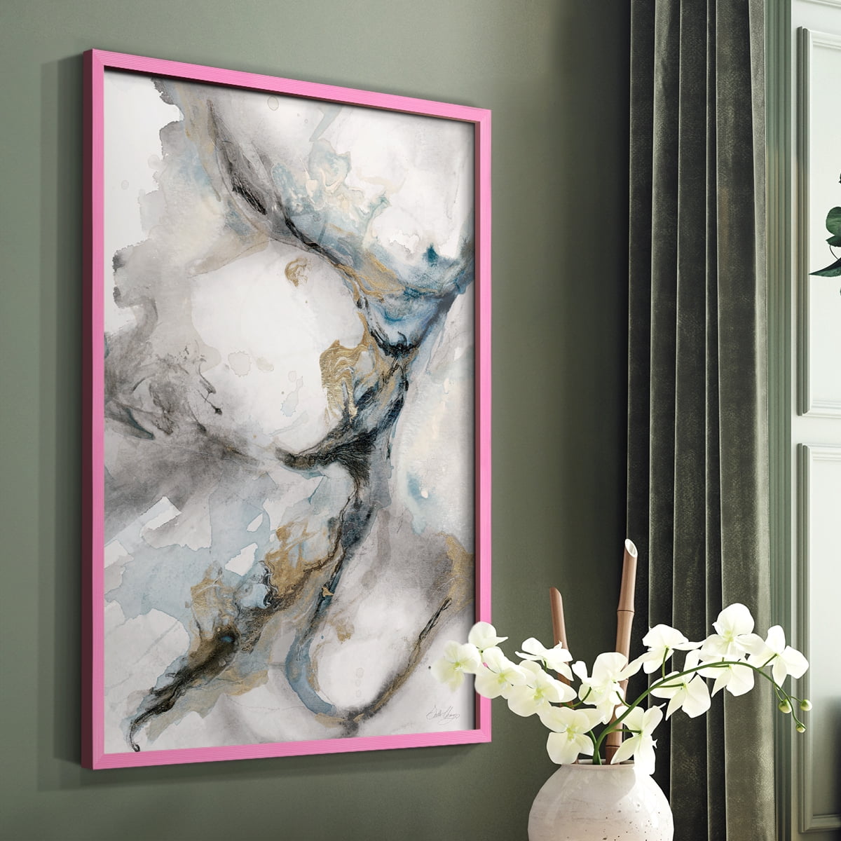 Meandering in Pink Solid Wood 8 x 10 Framed Print