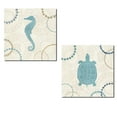 thumbnail image 1 of Nautical Turtle and Seahorse on Suzani Patterned Background Poster Set by Veronique Charron; Coastal Decor; Two 12x12in Poster Prints, Cream/Blue, 1 of 1