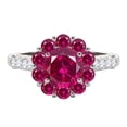 thumbnail image 3 of Aonejewelry 1 Carat Halo Created Ruby Diamond Engagement Ring In 14k Solid White Gold, 3 of 4