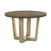 Benjara Tani 47 Inch Round Dining Table, Vintage Walnut Brown Top, Criss Cross Base