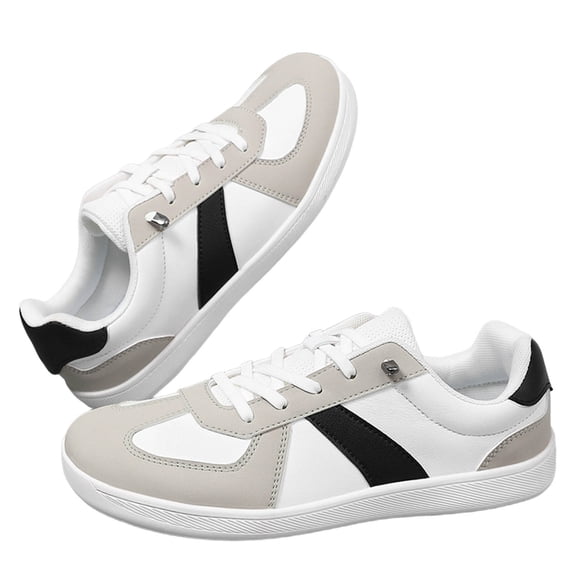 Unisex Low-Top Leather Sneakers for Men Women Versatile Casual Shoes Retro Athletic Training Shoes Thin Sole Non- Stylish Basic Sneaker for All-Day Wear