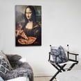 thumbnail image 5 of Funny Mona Lisa Eating Pizza Picture Print Wall Art Poster Painting Canvas Posters Artworks Gift Room Aesthetic 16x24inch(40x60cm), 5 of 6