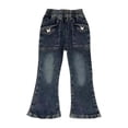 thumbnail image 2 of zbxnLI Little Girls Bootcut Jeans Stretch Waist Flare Leg Jeans Toddler Girls Denim Pants with Pockets, 2 of 3
