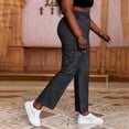 thumbnail image 6 of Miluxas Women's Strechy High Waisted Cropped Jeans Faux Denim Casual Cargo Trousers with Pockets Dark Gray, 6 of 8