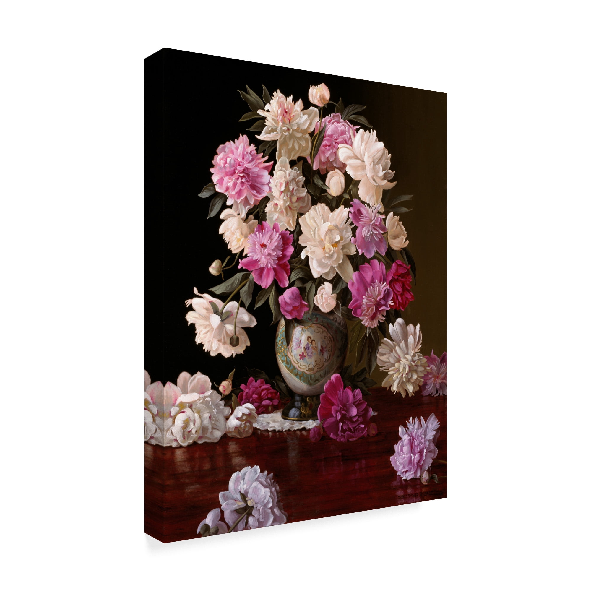 Trademark Fine Art 'Peonies In A Japanese Vase' Canvas Art by Christopher Pierce