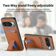 thumbnail image 5 of Case for Google Pixel 8A with Hidden Kickstand, Carbon Fiber Texture Wallet Case with Card Holder for Google Pixel 8A Magnetic Car Mount Shockproof Military Grade Protection Cover, Brown, 5 of 11