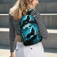 thumbnail image 5 of Disketp Blue Full Moon Wolf print Canvas Backpack Lightweight Travel Daypack Student Rucksack Laptop Backpack-, 5 of 5