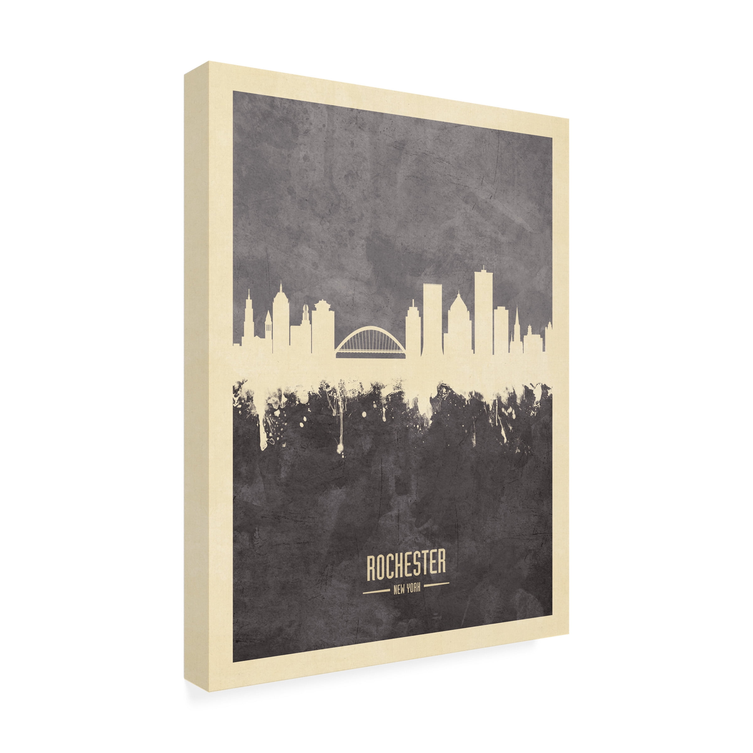 Michael Tompsett 'Rochester New York Skyline Gray' Canvas Art