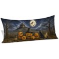 thumbnail image 2 of Halloween Body Pillow Cover,Pillowcase Protectors with Zipper,Breathable Decorative Throw Pillow Case Cover,Fall Spooky Pumpkins Cats Bats Haunted-House Rustic Pillow Shams for Couch Sofa 20x60Inch, 2 of 9