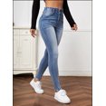 thumbnail image 3 of Vaqueros rasgados de alta elasticidad para mujer, pantalones pitillo ajustados de cintura elástica, informales, a la moda, Otoño, 2023, 3 of 4