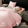 thumbnail image 6 of Jessy Home 3 Piece Fleece Queen Comforter Set - Soft & Warm Fluffy Pink Sherpa Bedding , Fuzzy Heavy Double Sided Design Winter Comforter with 2 Pillow Cases, 6 of 8