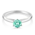 thumbnail image 2 of Gem Stone King 18K White Gold Blue Apatite Engagement Solitaire Ring for Women (0.50 Cttw, Round 5MM, Gemstone Birthstone, Size 6), 2 of 4