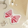 thumbnail image 5 of CuiLiyq Pink Bowknot Bathroom Rug, 1 Pcs Soft Plush Washable Non Slip Bowknot Bath Mat, Bedroom Kitchen Floor Door Mat for Home, 23.6" x 15.7" (B), 5 of 6