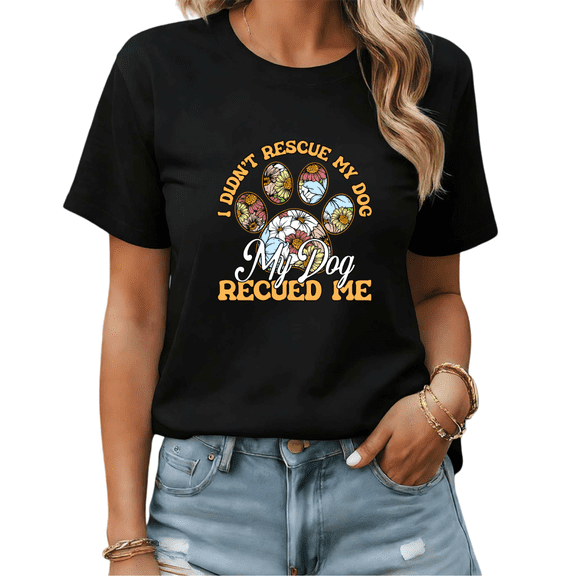 Black Proud Rescue Dog Mom Tshirt Graphic Tees Shirts S-5XL Casual Tops