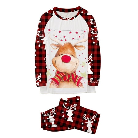 

CAICJ98 Satin Pajamas Women Matching Family Pajamas Sets Long Sleeve Christmas Reindeer Plaid Pjs Striped Kids Holiday Sleepwear Homewear