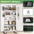 thumbnail image 4 of SOLAURA 72" Metal Storage Cabinet with Wheels and Pegboard, Lockable Rolling Garage Cabinet with Doors and 4 Adjustable Shelves for Home, Kitchen, Office, Warehouse, Garage (White), 4 of 9