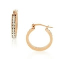 thumbnail image 2 of Stainless Steel White Clear CZ Classic Round Hoops Earrings, 0.85", 2 of 3