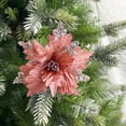 thumbnail image 2 of CuiLiyq Glitter Poinsettia Christmas Flowers, 9.8" Artificial Christmas Flowers for Christmas Tree Wreath Decoration, for Home Holiday Wedding Party Decoration (Pink), 2 of 6
