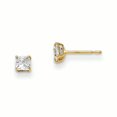 thumbnail image 1 of 14K Yellow Gold Madi K 3mm Square CZ Basket Set Stud Earrings, 1 of 1