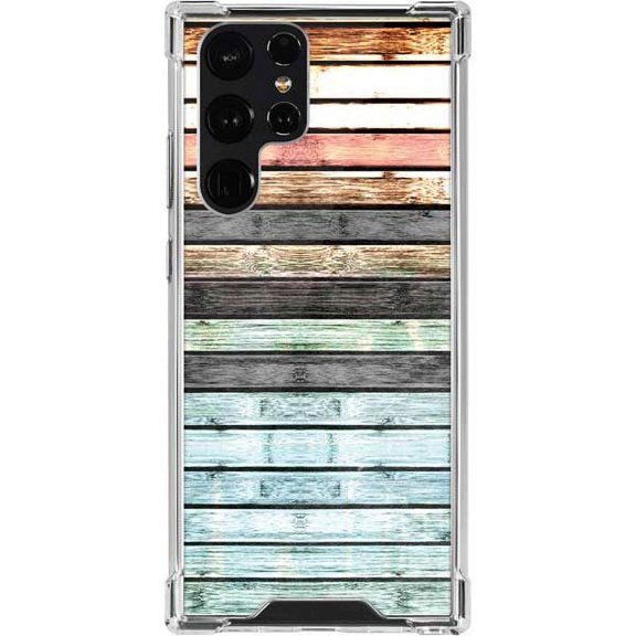 Skinit Stripes Wooden Stripes Galaxy S22 Ultra Clear Case