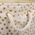 thumbnail image 2 of Contemporary Home Living 16" Cream White and Gold Polka Dots Round Large Bin, 2 of 2