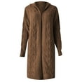 thumbnail image 3 of DuoJiaJ Long Hooded Cardigan Sweater Coat Knit Open Front Outwear Wrap For Fall Winter Casual Plus Size Crewneck Sweater Brown XL, 3 of 4