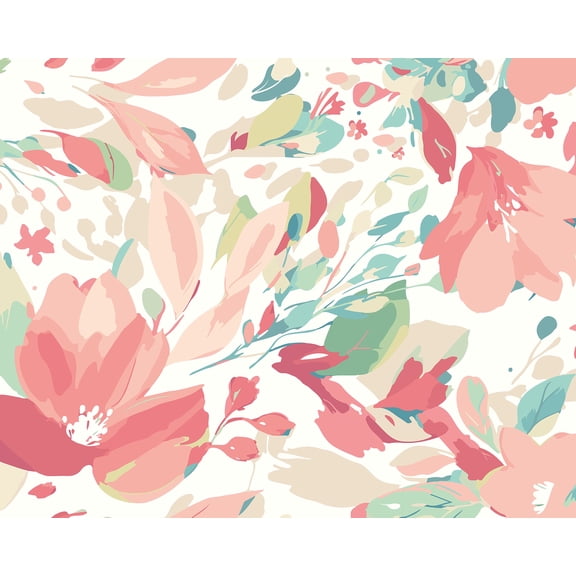 Brewster Origin Murals Flowing Flowers Coral Wall Mural