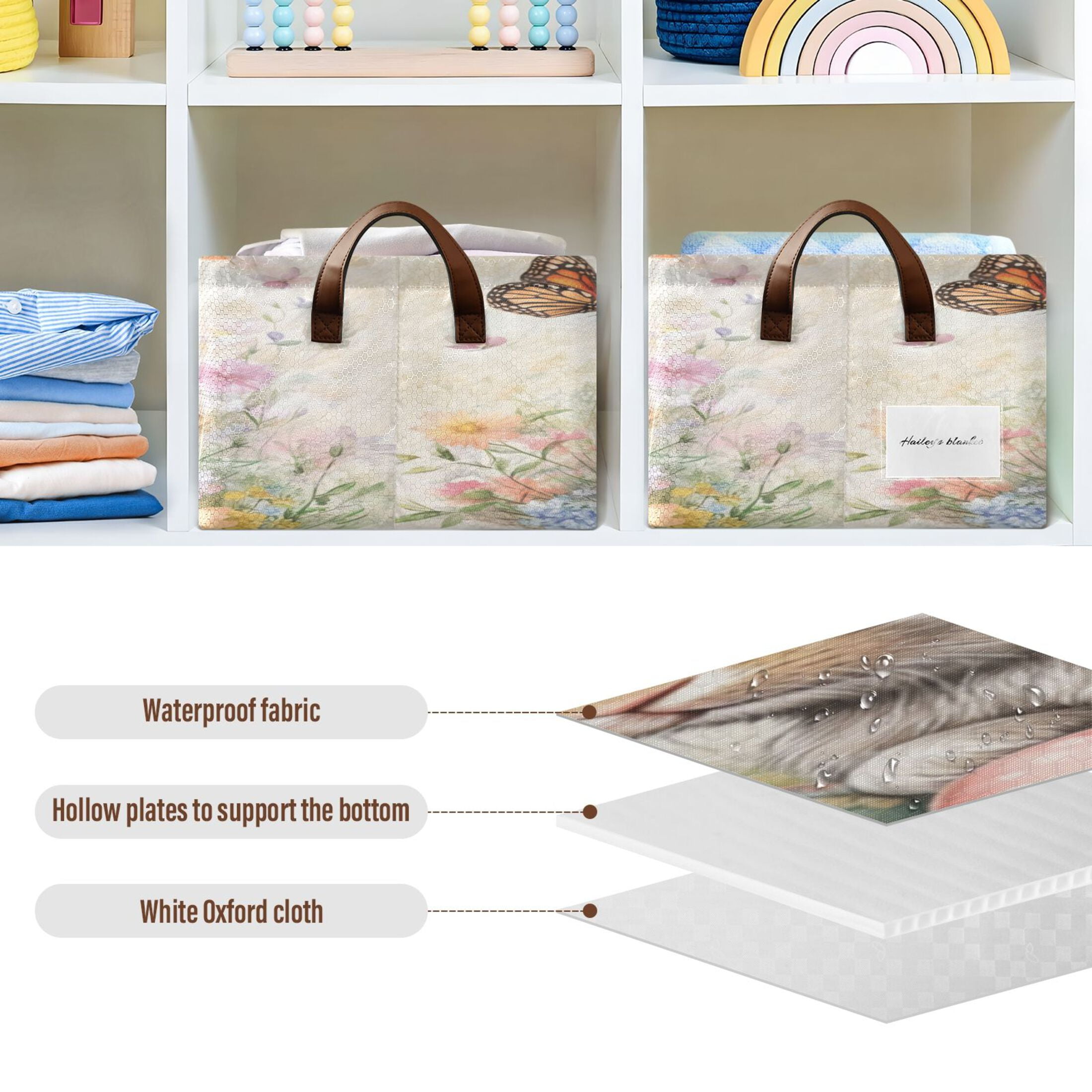 Wobogo Gray Easter Rabbit Storage Basket Soccer Plaid Fabric Oversized Collapsible Hoard Box with Metal Iron Frame 16.9×11.4×7.7in