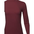 thumbnail image 4 of A2Y Women's Basic Solid Soft Cotton Long Sleeve Mock Neck Top Shirts Dark Burgundy 2XL, 4 of 5